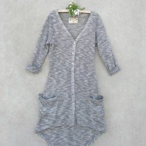 Joyfolie Jules Maxi Hi Low Button Cardigan in Silver Size 7 NWT